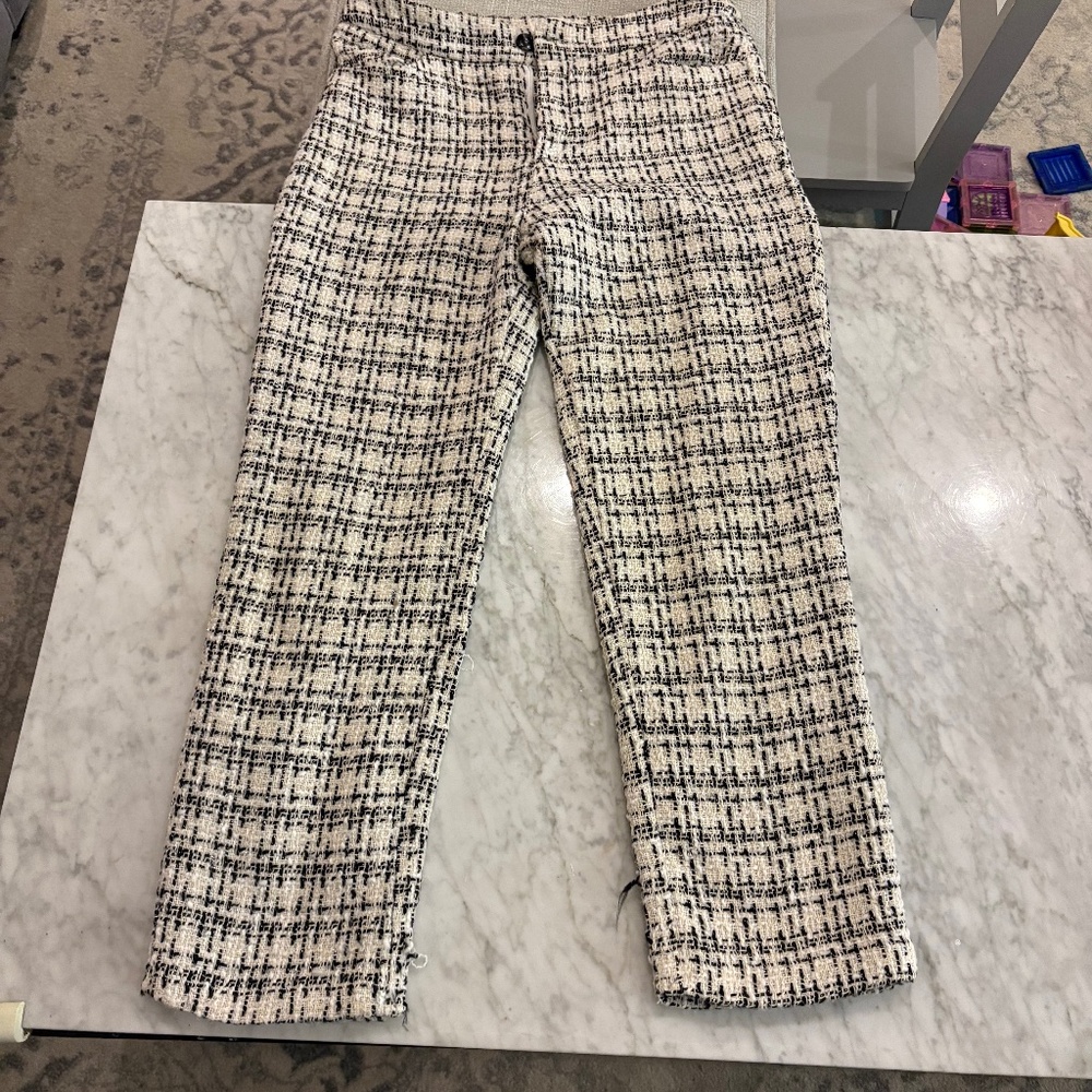 Tweed black and white and cream ankle pants